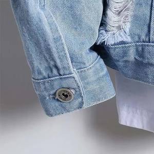 À la mode hiver à manches longues bouton Denim déchiré vêtements d'extérieur vestes hommes classique Unique Style détresse 100% coton jean veste - Product Image 5