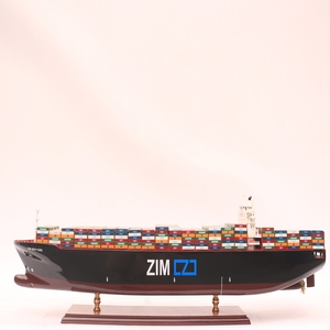 เรือจำลองไม้ทำมือ ZIM NEW YORK SHIP เรือขนส่งสินค้าเชิงพาณิชย์ ของตกแต่งบ้านตามหลักฮวงจุ้ย สำหรับตั้งโชว์ สะสม ของที่ระลึก ของขวัญ - Product Image 1
