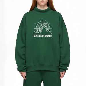 Sweat-shirt long d'hiver à col montant personnalisé vierge Vente en gros Personnalisé de haute qualité Polyester/coton tricoté pour femmes - Product Image 5