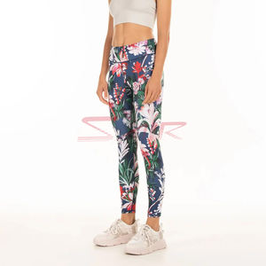 Pantalones de gimnasio de cintura alta para mujer con sublimación personalizada, mallas de yoga para mujer con logotipo impreso, tejido de punto, técnica de tinte a granel - Product Image 2