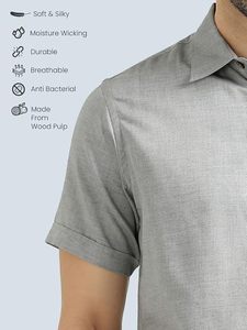 Camisa formal de media manga para hombre, diseño ajustado con cierre de botones, adecuado para uniforme de oficina informal de negocios y ropa de trabajo diaria - Product Image 5