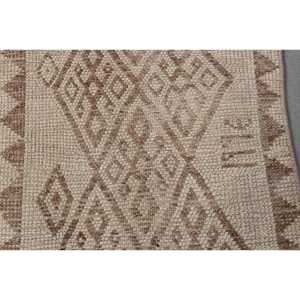 2.3x13.3 ft Rug, Vintage Herki Rug, Turkish <b>Brown</b> <b>Wool</b> Floral Rug - Product Image 5