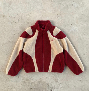 OEM personnalisé logo couleur bloc épais col montant hommes veste sherpa culture personnalisée teddy polaire homme veste homme - Product Image 4