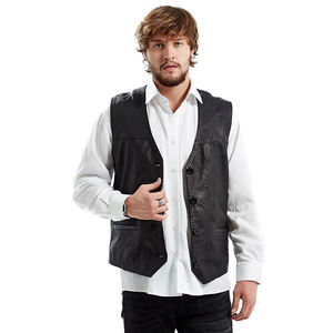 Design personnalisé hiver hommes gilet en cuir-couleur personnalisée High Street Style sans manches respirant vêtements d'extérieur Logo personnalisé impression 100% - Product Image 2