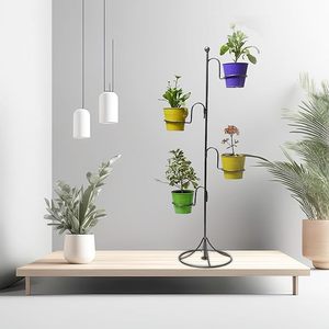 Metal Black Four <b>Pot</b> Planter <b>Stand</b> For Living Room Restaurant Hotel Garden Decor in Low Price - Product Image 5