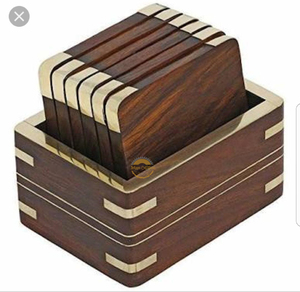 Sous-verres en bois de forme carrée avec support pour table à manger tasses à café canettes de bière bar verres à eau sous-verre à thé pour tasses par AYAANS - Product Image 2