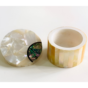 Joyero Rectangular de mármol blanco elegante hecho a mano con incrustaciones de nácar y abulón, baratija artesanal para regalos - Product Image 3