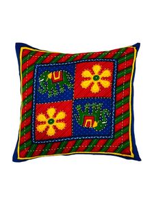 Custom Made Eco-Friendly Kantha Embroidered Animal Leaves & Dot Multi Colored Cushion Covers for Home Decoration - Product Image 4