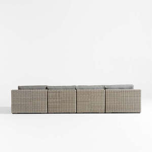 Abaco Contemporary Outdoor Double Chaise Sectional <b>Sofa</b> Resin Wicker Canvas Charcoal for Sunbrella Cushions <b>Rattan</b> for Dining - Product Image 5