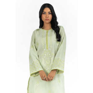 Ensemble de costume brodé en papier-coton vert clair pour femmes, 3 pièces - Product Image 5