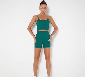 Conjunto Deportivo Personalizado de 2 Piezas para Mujer, Brasier y Pantalones Cortos de Cintura Alta, Secado Rápido, para Yoga - Product Image 4