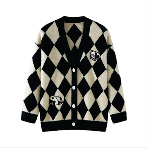 Tiki Taka Sports Unisex Solid <b>Cardigan</b> Sweaters V-neck Wool/Nylon Coarse Wool Button Anti-Wrinkle Winter Heavyweight Thermal - Product Image 1