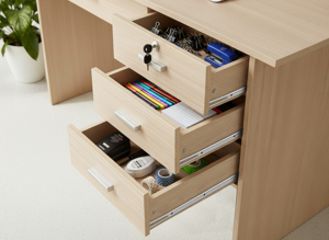 Bureau d'étude simple pour la maison avec 4 tiroirs et 1 serrure 70345 <span class=keywords><strong>Table</strong></span> de bureau rectangulaire classique en hêtre - Product Image 2