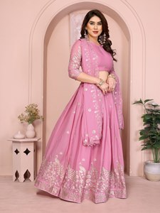 Nuevo Lanzamiento Especial Navratri, Tela Georgette Estrellada, Lehenga Choli Reversible Informal, Dupatta Bordada, Traje Indio para Bodas y Diwali - Product Image 2