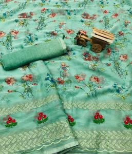 Designer indien à la mode vêtements de mariage et de fête chemisier saree en mousseline de soie à imprimé floral pour les femmes qualité d'exportation assurée - Product Image 4