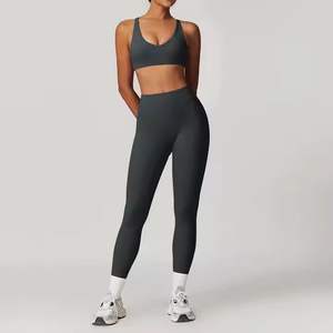 Ropa de Yoga de dos piezas para mujer, ropa deportiva para entrenamiento, conjuntos de Fitness para gimnasio, conjunto de Yoga sin costuras para mujer - Product Image 1