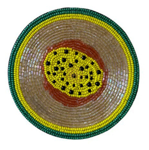Sous-verre rond décoratif fait main en perles écologiques motif papaye avec couleur personnalisable pour salle à manger et cuisine - Product Image 1