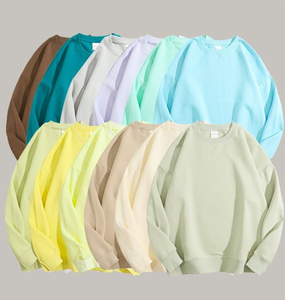 Venta al por mayor personalizado bordado 300Gsm algodón gota hombro Unisex de gran tamaño cuello redondo sudaderas - Product Image 1