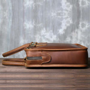 Sac pour ordinateur portable de grande capacité en cuir véritable avec logo personnalisé Sac à main Business Casual Soft and Hard Laptop Bag Men's Briefcase - Product Image 3