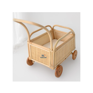Meilleure vente Portable rotin chariot à la main jacinthe d'eau enfants bagages pour chambre d'enfants décoration bébé poussette inspiré - Product Image 5