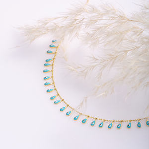 Forme de poire Turquoise émail oeil Design plaine Shaker collier en gros à la main turc 925 bijoux en argent Sterling - Product Image 4