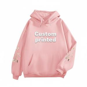 Sudadera con Capucha Estampada, Holgada, con Relieve, para Mujer, de Algodón, Informal, para Uso Diario, Elegante - Product Image 5