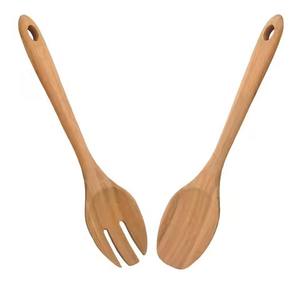 Juego de Cucharas para Servir Ensaladas de Madera con Hilo Negro en el Mango Largo, Cuchara para Cocinar - Product Image 2