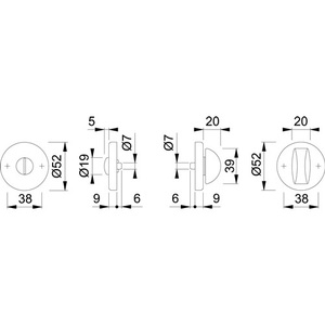 Paire de rosettes pour serrure 42KVS en aluminium F1 couleur naturelle, épaisseur de la rosette 9 mm, rondes, HOPPE SK/OL, décoration intérieure - Product Image 3