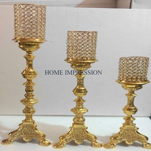 Juego de 3 portavelas de hierro con recubrimiento de polvo negro, nuevo patrón Premium, candelabros de calidad superior al por mayor de La India - Product Image 2