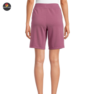 Pantalones cortos de algodón de rizo francés de cintura alta para mujer con logotipo Ropa informal de entrenamiento de verano con cordón y bolsillos - Product Image 2