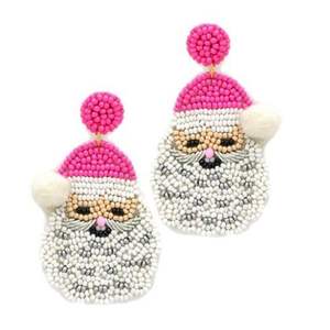 Dernier travail manuel broderie perlée rose Santa boucles d'oreilles goutte élégant Unique fantaisie luxe élégant et beau bijoux pour fille - Product Image 1