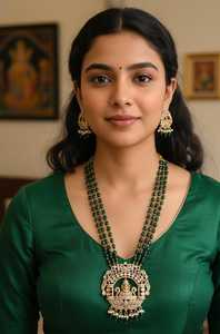 Conjunto de collar largo de perlas chapado en oro indio para niñas y mujeres, para fiestas. - Product Image 4