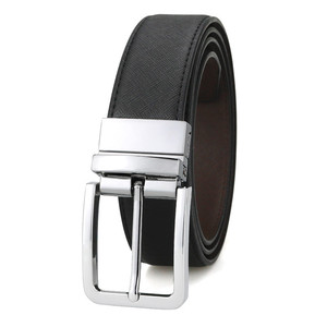 Ceinture réglable en cuir véritable pour hommes, avec design classique et personnalisable, avec boucle automatique - Product Image 1