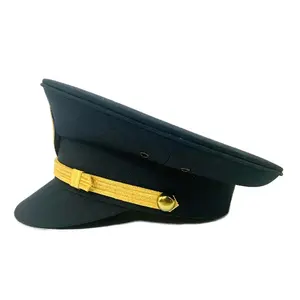Boné de oficial personalizado para uso em cabeça, chapéu de oficial com bico de ouro por atacado