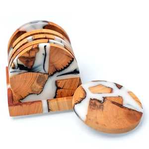 Hot Selling Customized Wooden <b>Marble</b> Resin <b>Coaster</b> Set Classic Style with Natural & Custom Colors Handmade in India - Product Image 4