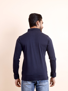 Polo de verano para hombre de alta calidad, camiseta informal de negocios con bordado de Color sólido, camiseta de manga larga con estampado Azul Marino - Product Image 6