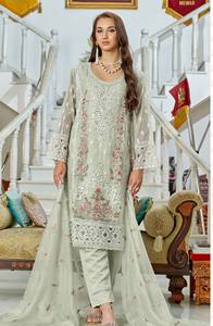 Organza pesada con estilo bordado Trabajo Sal-traje de guerra Colección paquistaní - Product Image 3