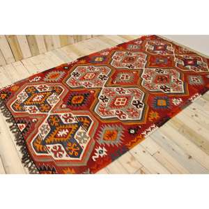 Tapis de 5,8 x 10,2 pieds, tapis turc vintage, tapis ombré rouge et bleu - Product Image 1