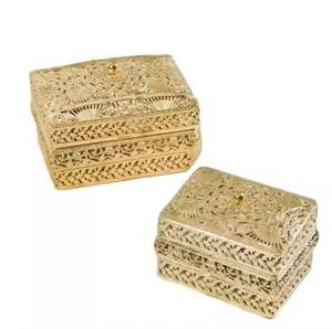 กล่องเครื่องประดับทองเหลืองสีทองดีไซน์ล่าสุดกล่องเก็บของกำหนดขนาดได้เองสำหรับตกแต่งโต๊ะและขาตั้งเครื่องประดับ - Product Image 5