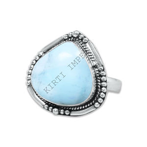 Bagues en argent sterling 925 massif avec pierre précieuse Larimar, serties clos, faites à la main, style bohème, délicates, en forme de goutte, pour mariages, vente en gros, populaires - Product Image 2
