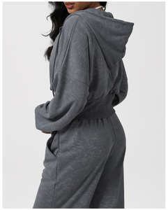 Conjunto de Sudadera con Capucha para Otoño, Transpirable y Ecológico, Pantalones Deportivos, Pantalones de Chándal, Sudadera con Cremallera, Conjunto de Yoga para Mujer - Product Image 3