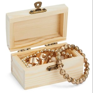 Unfinished <b>Wooden</b> Storage Boxes with Lid Blank Wood Chest <b>for</b> Jewelry Organizing <b>Crafts</b> Birthday Party Favors - Product Image 1