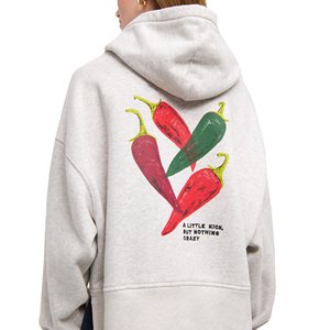 Sweat à capuche pour femme en coton lourd surdimensionné d'hiver avec impression par transfert thermique sur le devant, logo personnalisé, impression 3D de haute qualité, 280/100 g/m² - Product Image 4