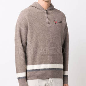 Servicio OEM de media cremallera sudaderas con capucha para hombre al por mayor último diseño de invierno cálido para hombre de media cremallera básica de algodón mezclado sudaderas con capucha - Product Image 2