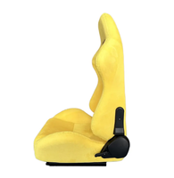 Accessoires de voiture de luxe Sièges baquets universels avec double curseurs Siège de course jaune Siège de course Sim en cuir suédé
