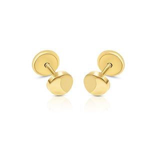 Pendientes redondos de oro fino liso - Product Image 1