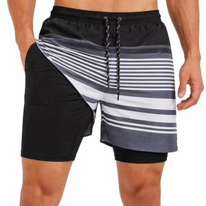 Wholesale Men <b>Swim</b> <b>Shorts</b> <b>with</b> Compression <b>Liner</b> Quick Dry Beach Boardshorts - Product Image 1