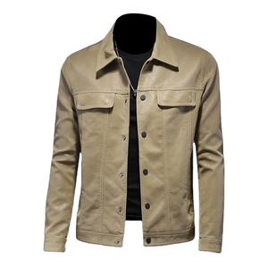 ผู้ผลิตผลิตเสื้อแจ็คเก็ตแฟชั่นคุณภาพสูง ดีไซน์ทันสมัยสำหรับผู้ชาย เสื้อแจ็คเก็ตหนังแกะแบบคอปกพับได้ตามสั่ง - Product Image 1