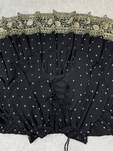 Style indien nouveau concepteur Faux fil Georgette avec broderie de séquence haut et pantalon de travail avec bordure en dentelle à quatre côtés Dupatta - Product Image 4