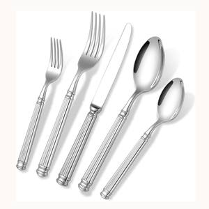 Ensemble de couverts en acier inoxydable doré mat poli avec manche en céramique noire, design de baguettes, cuillère, fourchette et couteau de Noël - Product Image 6